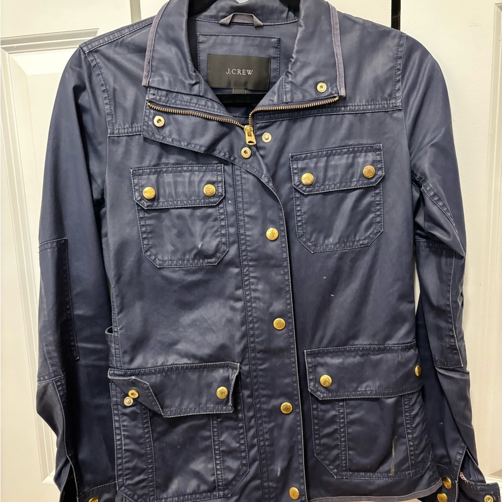 J. Crew Women's Utility Field Jacket in Navy with Gold Buttons